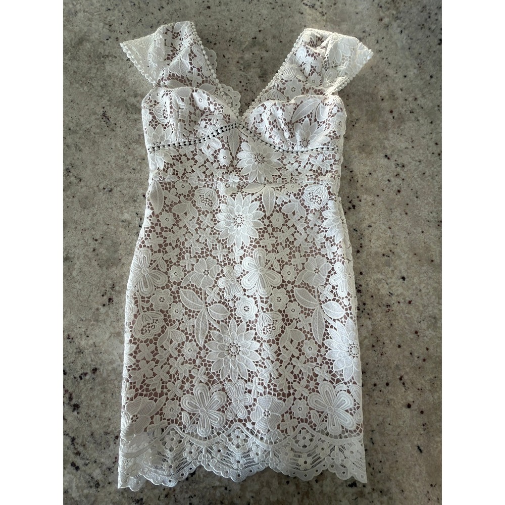 Generation Love Julie Lace Dress White Beige XS NWT‎ Floral Guipure Mini Dress
